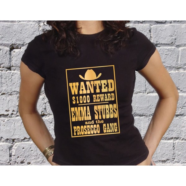 Personalised Wanted Prosecco T shirt